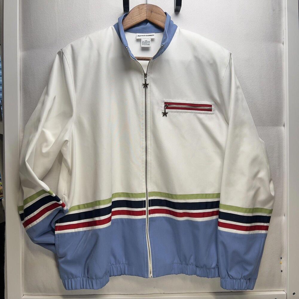 VTG 80s 90s Alfred Dunner Striped Windbreaker Jacket - 14 L